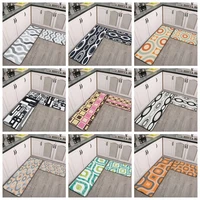 abstract squares pattern print floor mats kitchen rug sets carpets twopiece non slip stylish decoration on the bar counter
