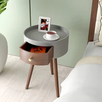 nordic style 3 legs bedside table bedroom wooden nightstand light luxury simple small round table desk lockers coffee table