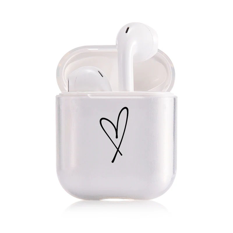 Прекрасный портативный чехол Airpods, беспроводное сердце, черная буква, зеленый круг, милый поп прозрачный защитный чехол для наушников