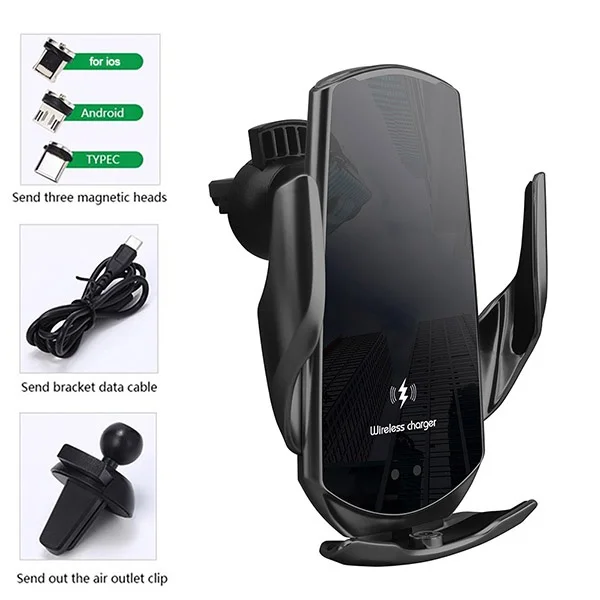 

15W Car Wireless Charger Magnetic Fast Charging Mount Holder Infrared Automatic Clamping USB Charging For All Mobile Phones