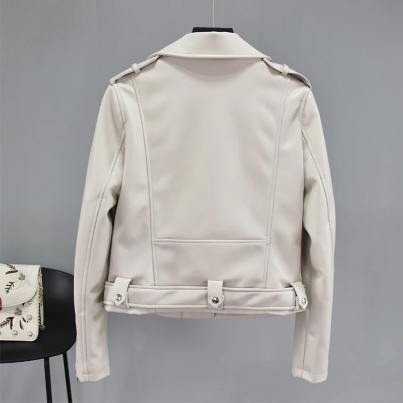 FTLZZ Женская Осенняя искусственная кожаная куртка с застежками-молниями базовое