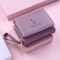 2021 new wallet womens cute fawn solid color female bifold leather pu purses girls short holder card pocket multif coin bags