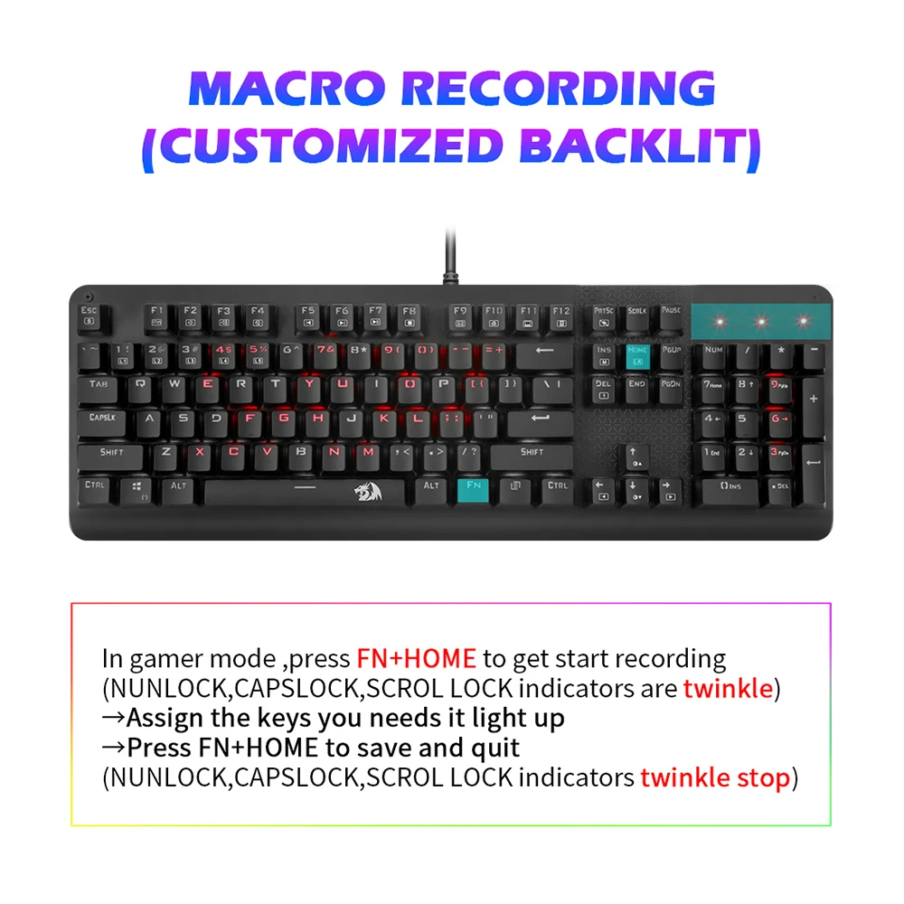 Redragon K581 SANI RGB USB механическая игровая клавиатура синий переключатель со