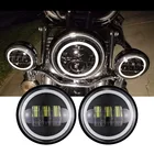 Светодиодсветильник Противотуманные фары для Мотоциклов Harley, 2 шт., 4,5 дюйма, Круглые водонепроницаемые противотуманные фары 30 Вт, 4 12