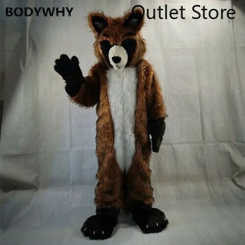 

Brown Long Husky Fox Dog Furry Suit Mascot Costume Cosplay Party Dress Fursuit Cartoon Outfit Carnival Halloween Xmas Ad Clothes