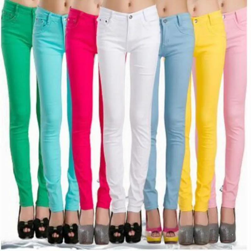 Spring & Autumn Pencil Pants For Women Skinny Femme Trousers  Candy Color Solid Slim Female Pants Plus Size Capris