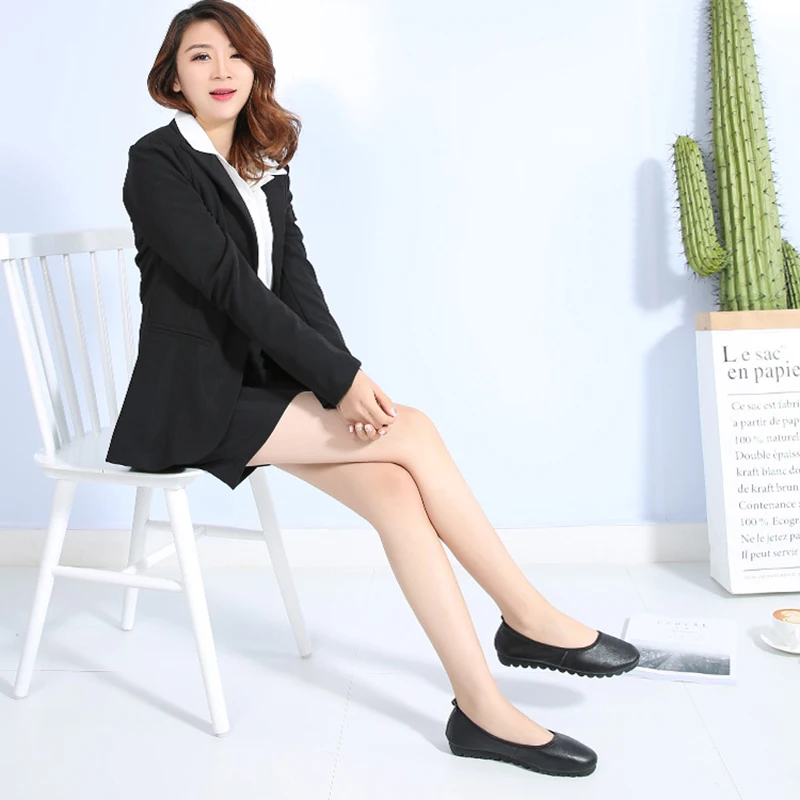 Из воловьей кожи Рабочая обувь женские туфли лодочки с бантом круглым носком