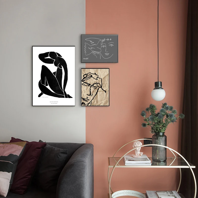 Винтажный абстрактный Матисс линия фигурка минималистичный Европейский Холст