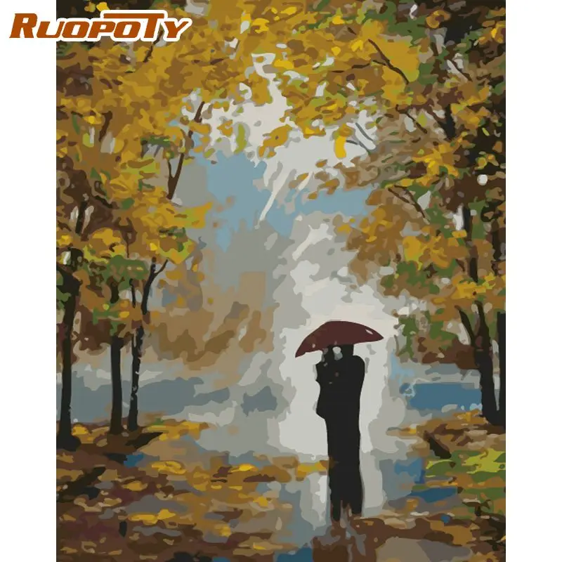 Рамка пара в лесу DIY Набор для рисования по номерам ручная роспись маслом на