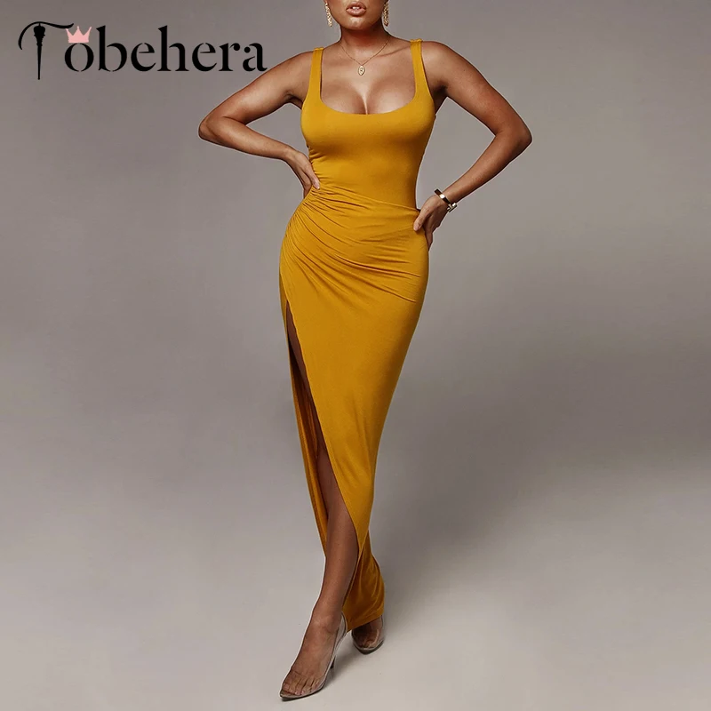 Glamaker трикотажное Летнее Длинное Платье женское облегающее без рукавов