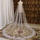 Bling Sequins частичная кружевная свадебная вуаль с гребнем 3 метра Соборная свадебная вуаль белые слоновая кость Длинные вуаль для невесты Аксессуары