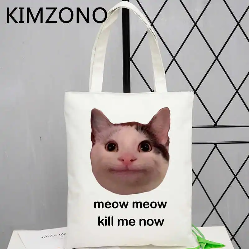 

Cat shopping bag recycle bag grocery shopper reusable bolsas de tela canvas bag reciclaje jute string grab