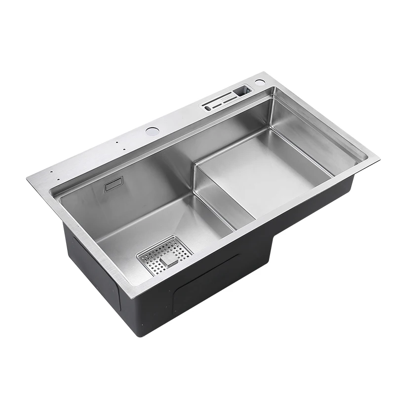Silver single trough trapezoidal kitchen sink 304 stainless steel sink under counter large sink kitchen bowl set on counter