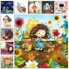 Полностью Квадратный бриллиант, 5D картина вышивка крестиком мультяшная девушка мышь Кот медведь цветок DIY Круглая Мозаика для рисования L179