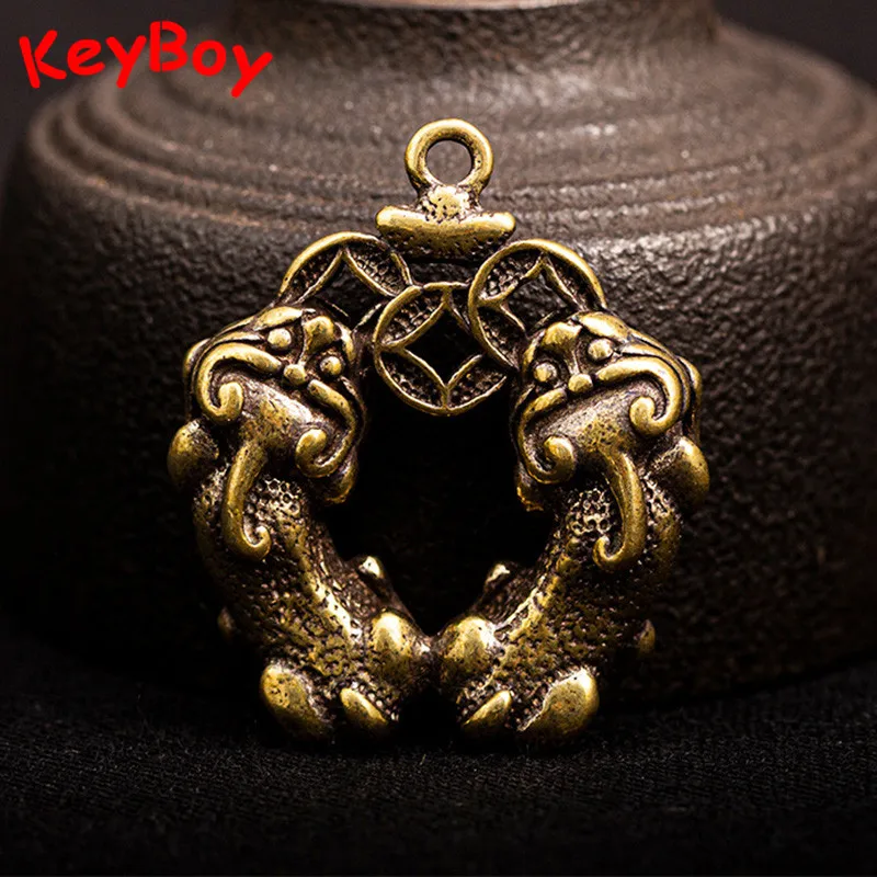 Ручная работа искусственные подвески винтажные латунные брелоки с животными Pi Xiu