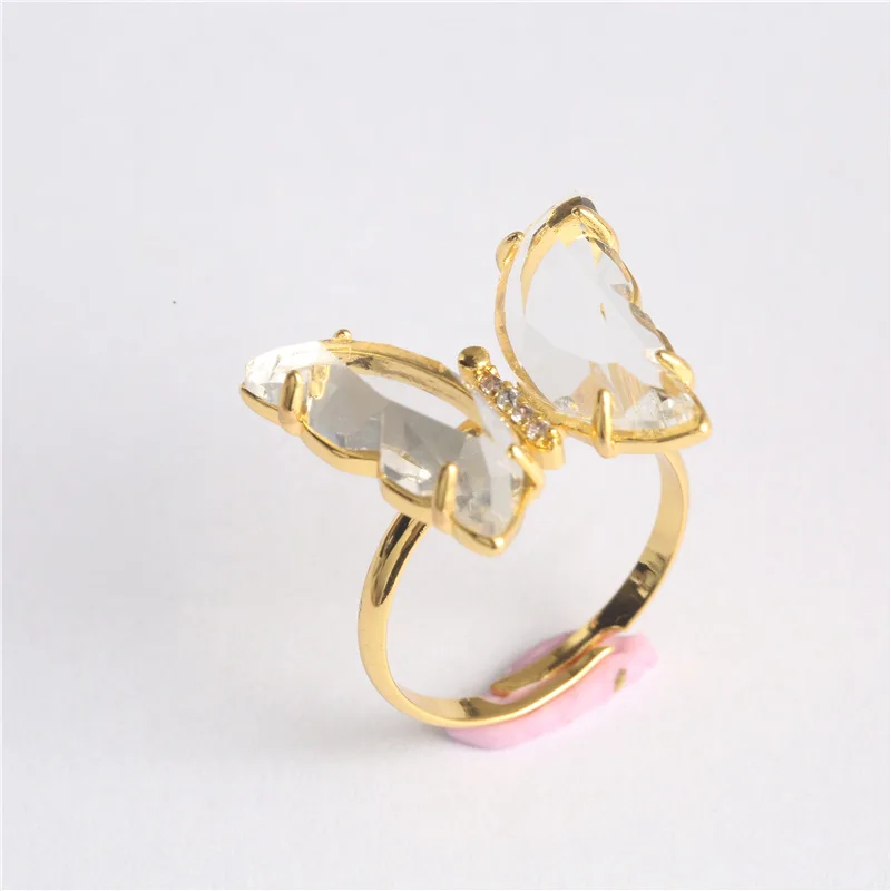 

Fine Fashion Korean Color Transparent Crystal Open Ring For Women High-quality Finger Rings Luxury Jewelry Sent Friend Gift