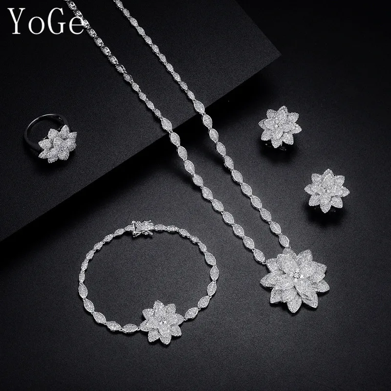 YoGe ювелирные изделия Роскошные AAA CZ популярное ожерелье в виде цветка браслет