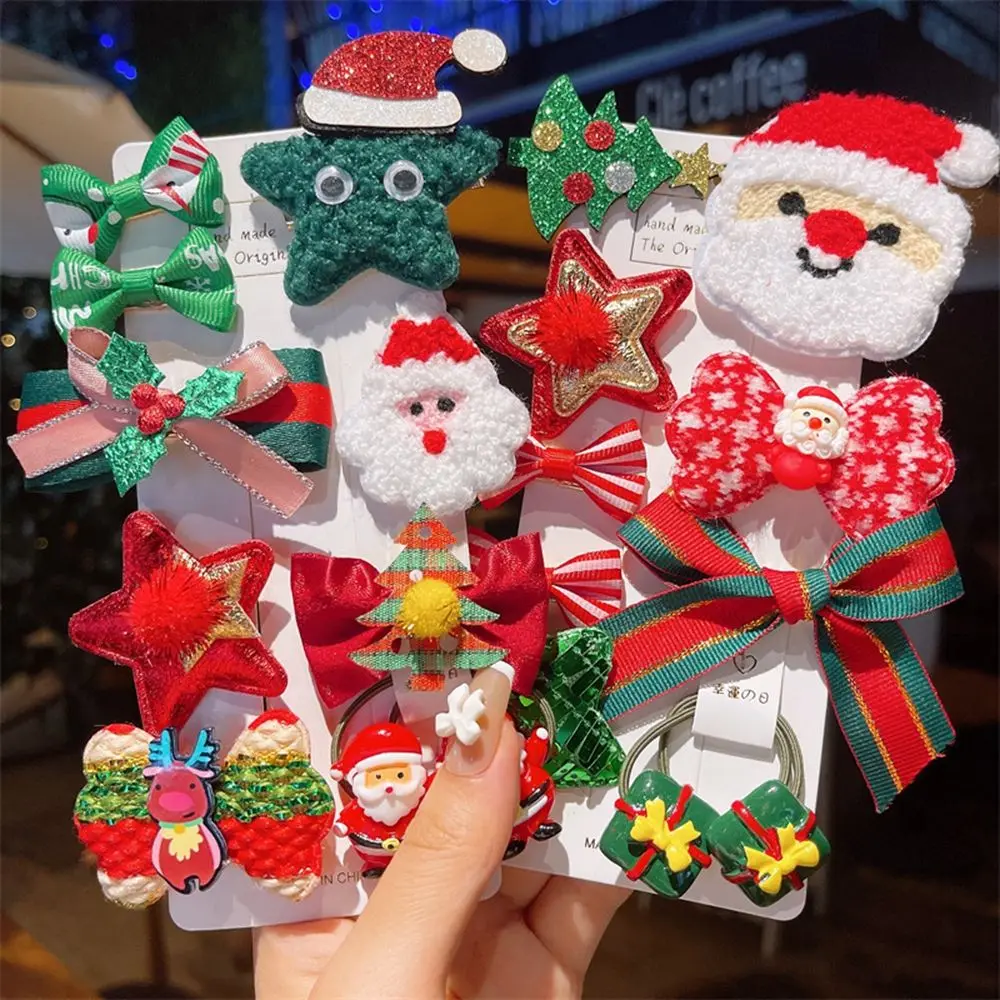 

Тканевые рождественские украшения, бант, головной убор Санта-Клауса, Рождественская заколка для волос в Корейском стиле, резинка, Детские а...