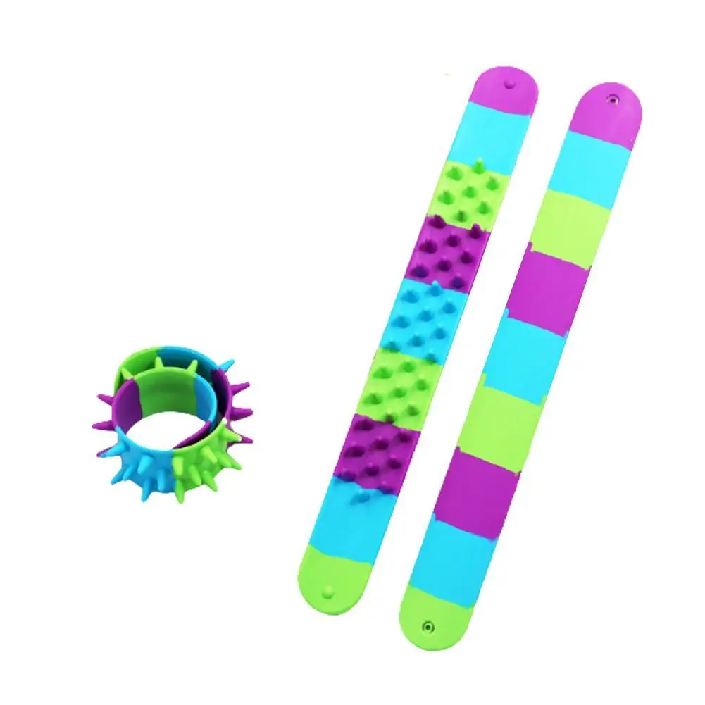 Spiky Slap Bracelet Classic Toy Antistress For Children Autism Silicone Spike Fidget Bracelets Office School Classroom Sensory | Игрушки и