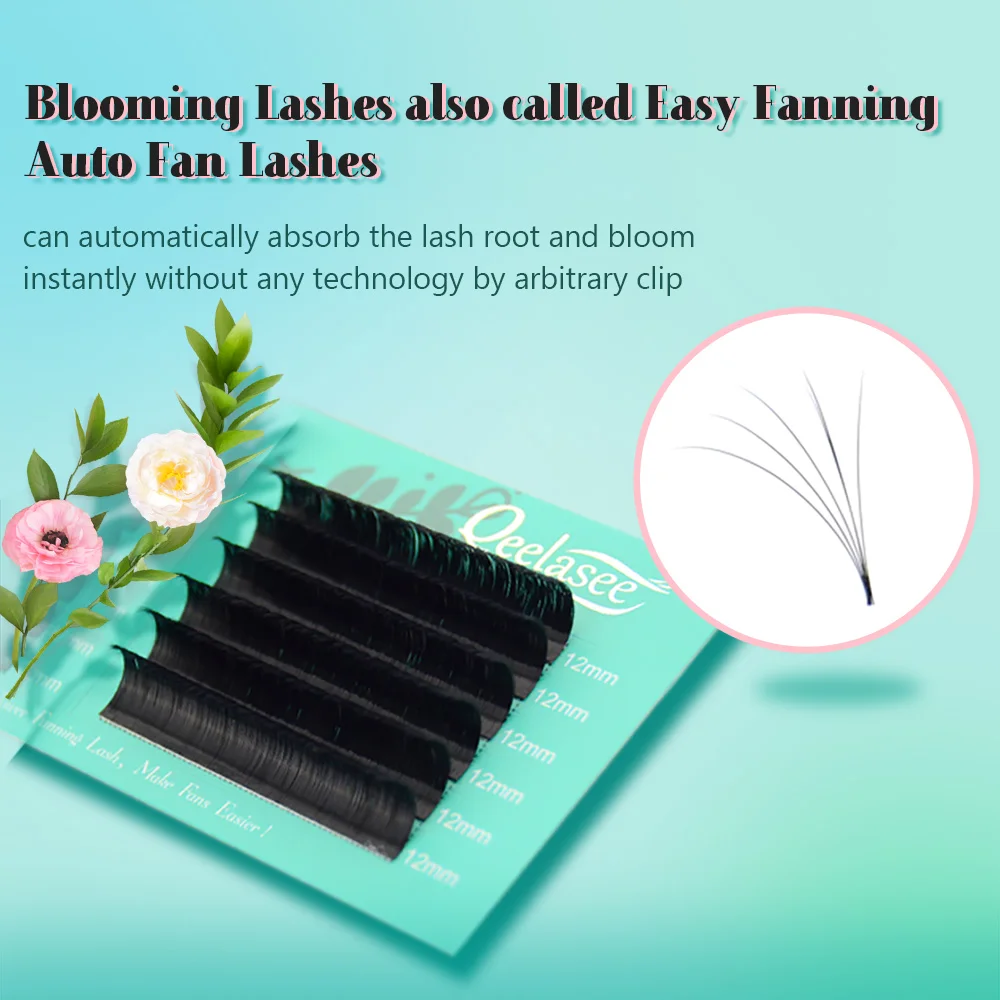 Qeelasee Blooming Automatic Flowering Lashes Easy Fanning Eyelash Extensions Faux Mink Volume Cils Self-fanning | Красота и здоровье