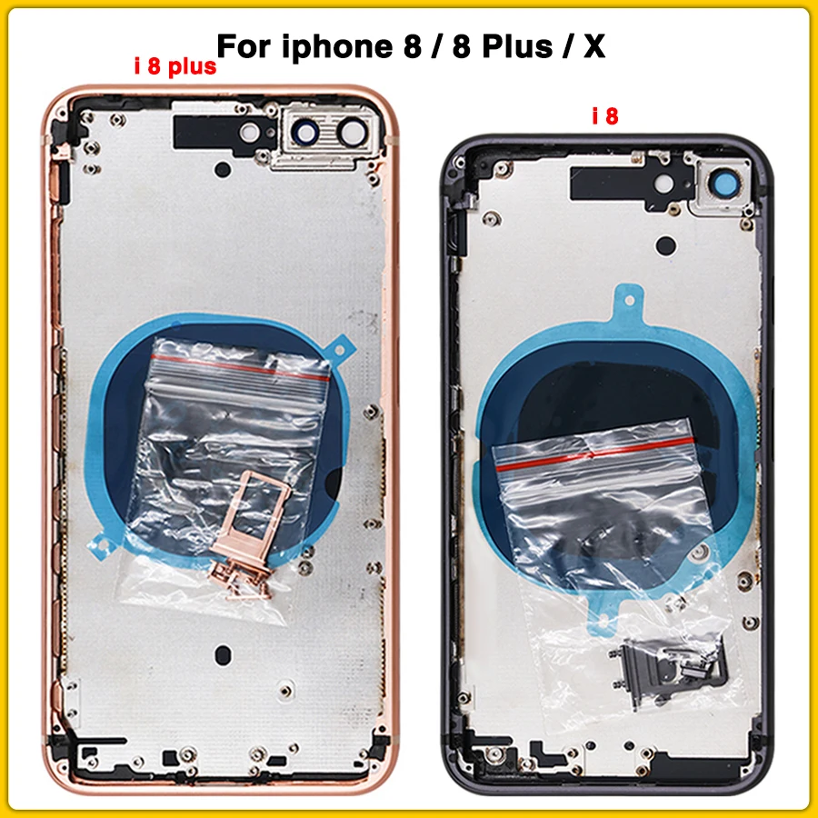 Задняя крышка батарейного отсека для iphone 8 8G Plus P задняя + средняя рамка лоток sim