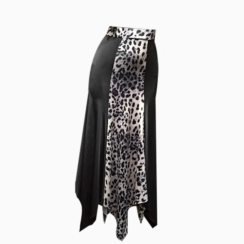 

New BallroomDanceLongSkirt Women Fashion Leopard Print Split Flamenco Skirt Adults Spanish Practice Performance Wear DN4891