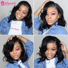 Aliborl волосы волнистые короткие боб парики бразильские кружевные передние человеческие волосы парики для черных женщин предварительно сорванные 13x4x1 T часть боб парик