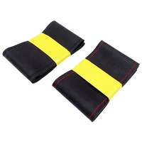 diy hand sewing car steering wheel braid cover universal leather car interior decor steering wheel styling covers for vw benz