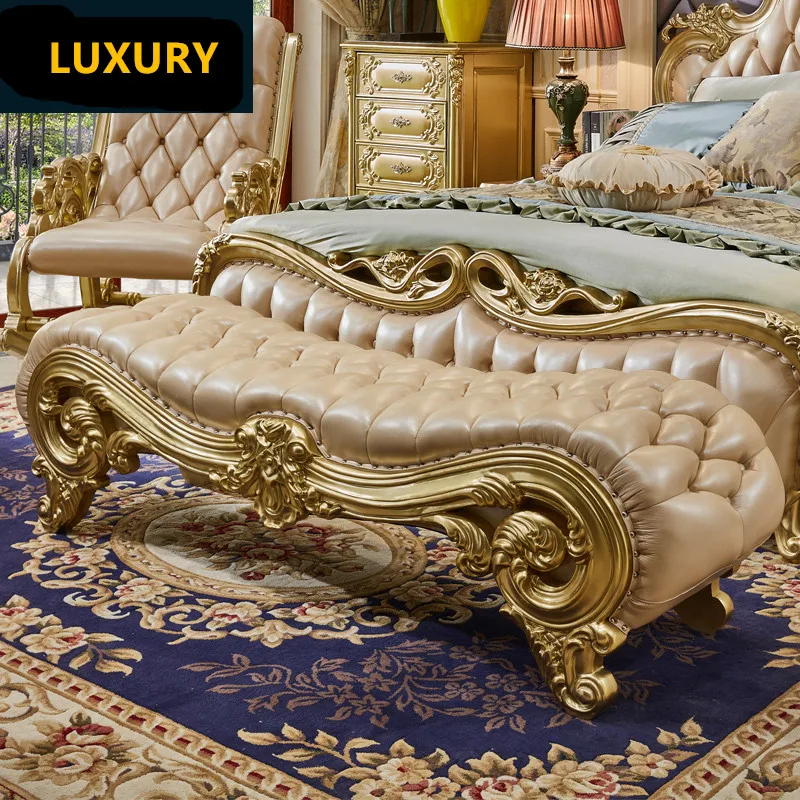 Dl новый дизайн европейская роскошная двуспальная кровать из цельного дерева и