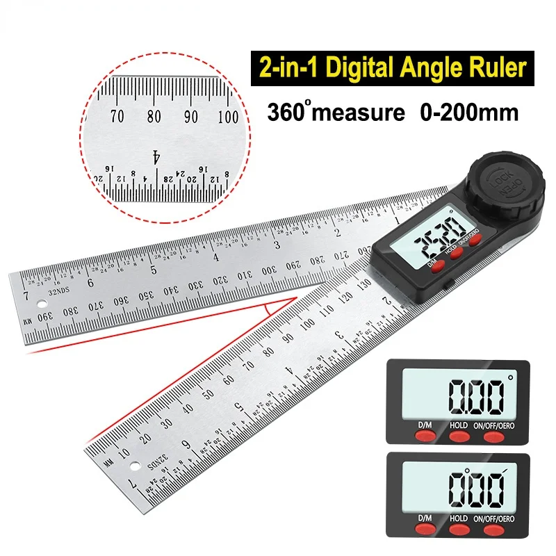 

Digital Protractor Angle Ruler 200mm 8inch Angle Finder Meter 360 Degree Goniometer Inclinometer Tool