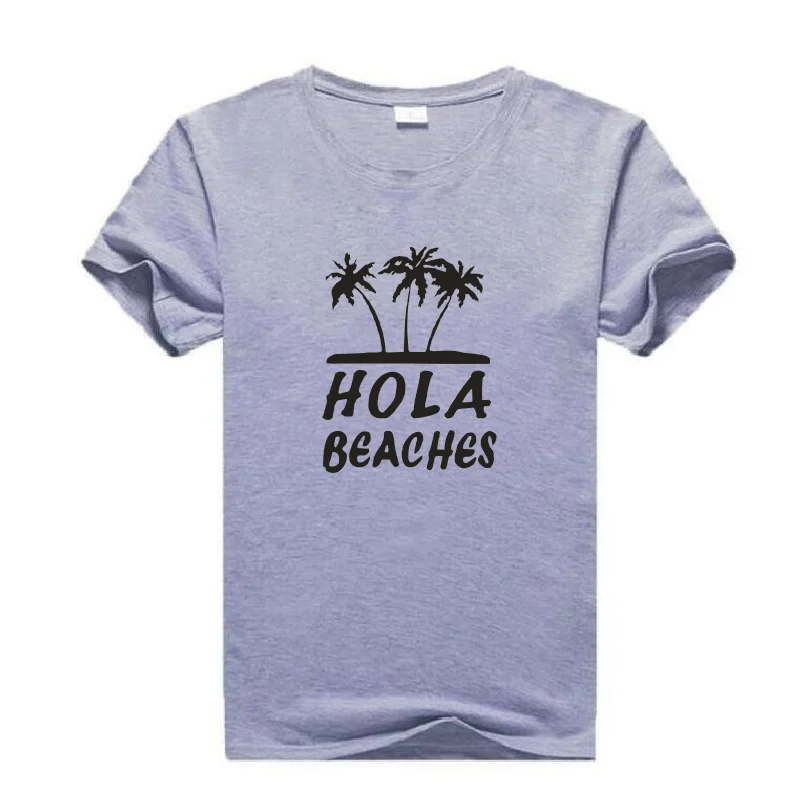 

Hola Beaches Coconut Tree Print Women's T-shirt Casual Harajuku Cotton Tees Summer Outdoor Plus Size T-Shirts Camiseta Mujer