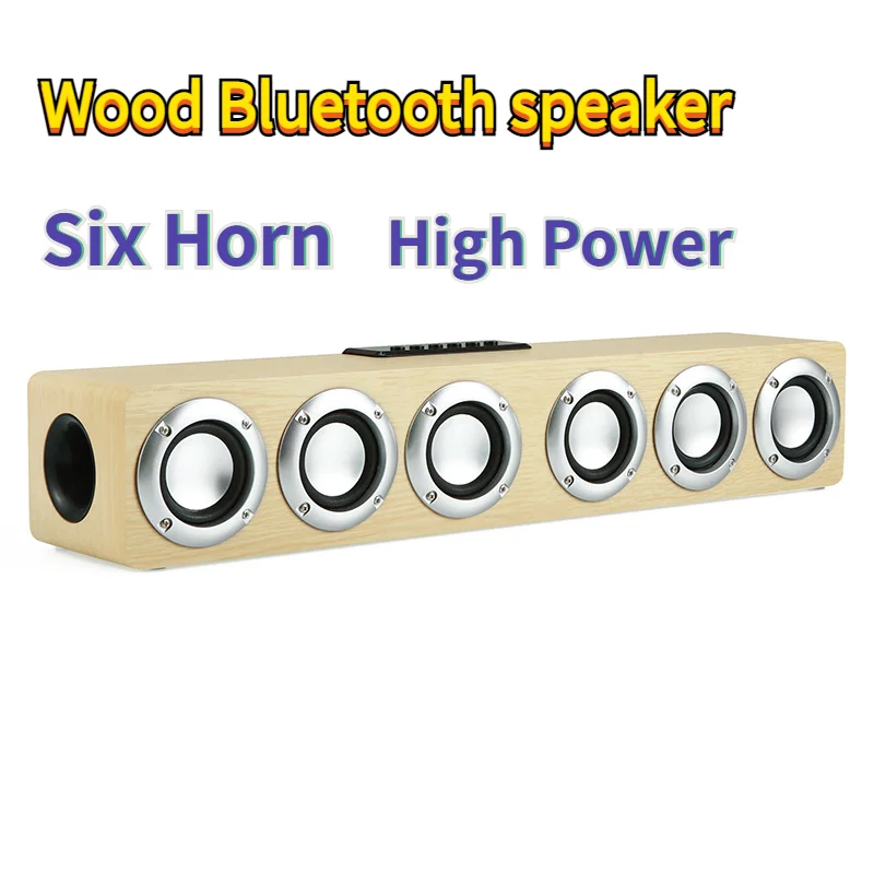 High Power Subwoofer Wireless Bluetooth Computer Speakers Wooden Subwoofer Speaker U Disk / TF Card Play Big Speaker Box Audio