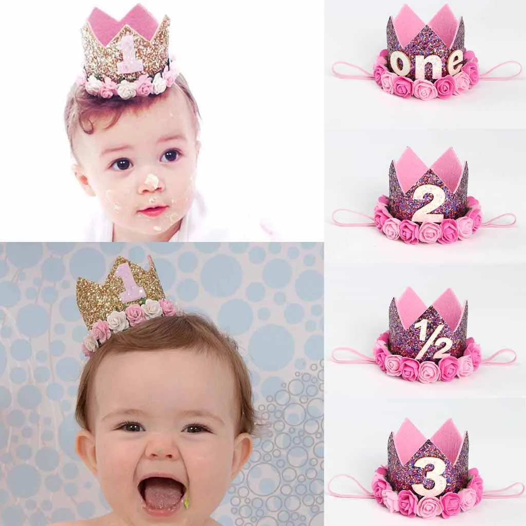 1 шт. для маленьких мальчиков и девочек с цветочным узором на день рождения корона