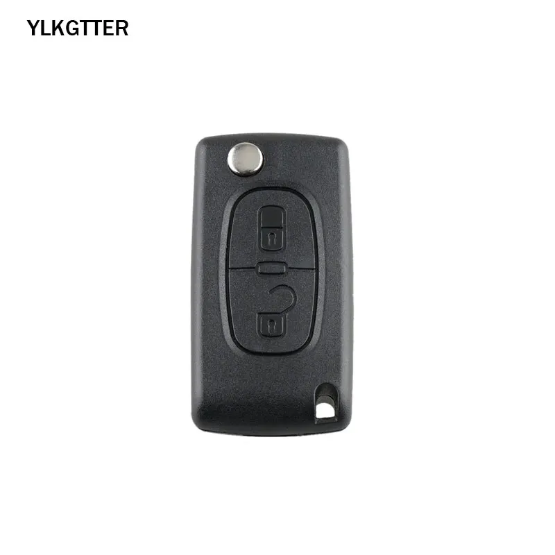 Black YLKGTTER 2 кнопки дистанционного управления FSK ключ Костюм для peugeot 207 208 307 308 408 партнер с CE0536 модель HU83/VA2 лезвие ID46/PCF7961Chip - Цвет: Black
