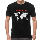Футболка мужская с принтом марокканской карты мира, уличная одежда, хлопковая рубашка с коротким рукавом, с принтом гордости марокканской патриотической страны, крутые Топы
