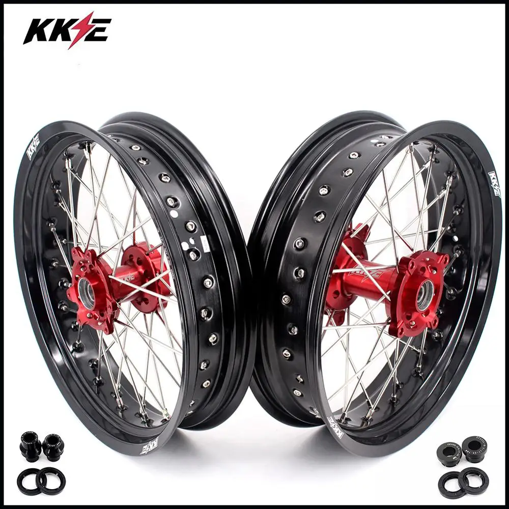 KKE 3 5/5 0*17 &quotсупермото спицевые колеса диски комплект для HONDA CRF250L 2012 2019 Красный