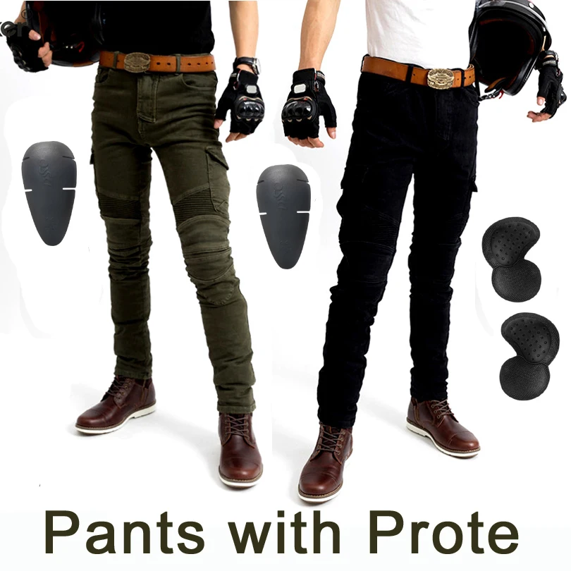 Брюки мужские мотоциклетные с защитной экипировкой защитные джинсы для езды на