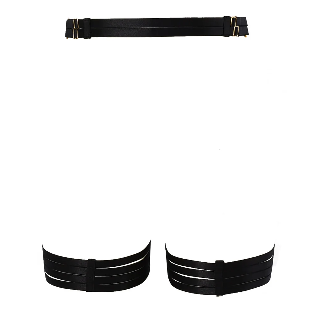 [HANAERNES] black Harajuku belt garter sexy body bondage underwear sling metal accessories sling restraint prom body sling
