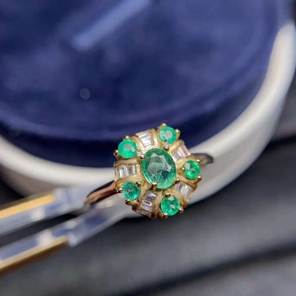 Модное кольцо с красным Рубином/зеленым изумрудом женское серебряное ювелирное