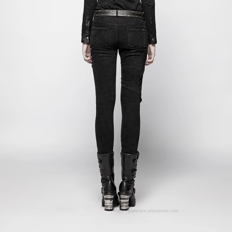 Панк рейв для женщин панк Рок Slim Fit потертые черные цветочные джинсовые брюки повседневные готические уличные мотоциклетные обтягивающие джинсы
