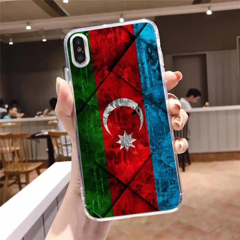 

fnational flag azerbaijan Phone Case Transparent for iPhone 6 7 8 11 12 s mini pro X XS XR MAX Plus