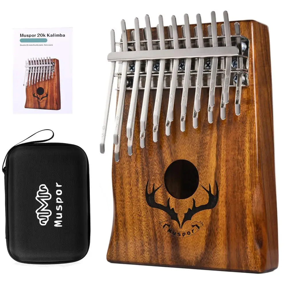 Muspor Kalimba 20 клавиш Acacia(Koa) двойной слой «пианино для больших пальцев» Mbira с чехлом высокого качества тюнер тела молоток английская песня книга