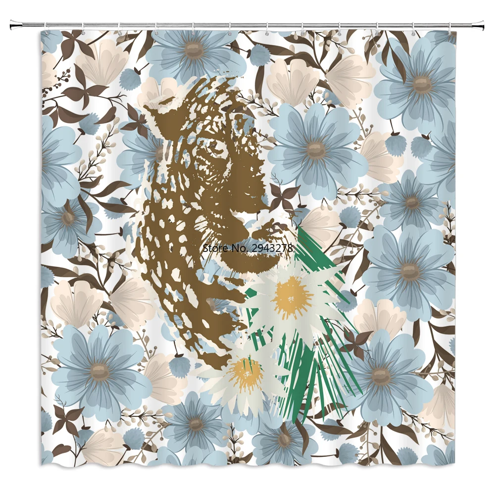 

Шторы для душа с изображением животных, цветов, леопарда, декоративные водонепроницаемые тканевые занавески для ванной, дверные экраны для ...