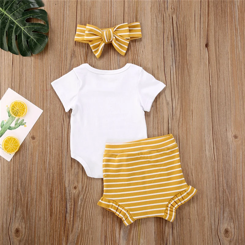 Комплект одежды для новорожденных мальчиков и девочек летний комбинезон с