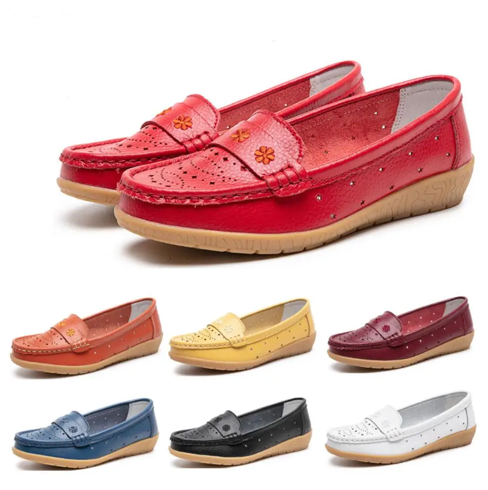 Балетки женские из натуральной кожи мягкие мокасины без застежки плоская