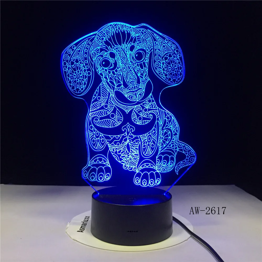 Большие ушки 3d яркие цвета 3D креативные светодиодные акриловые светильники