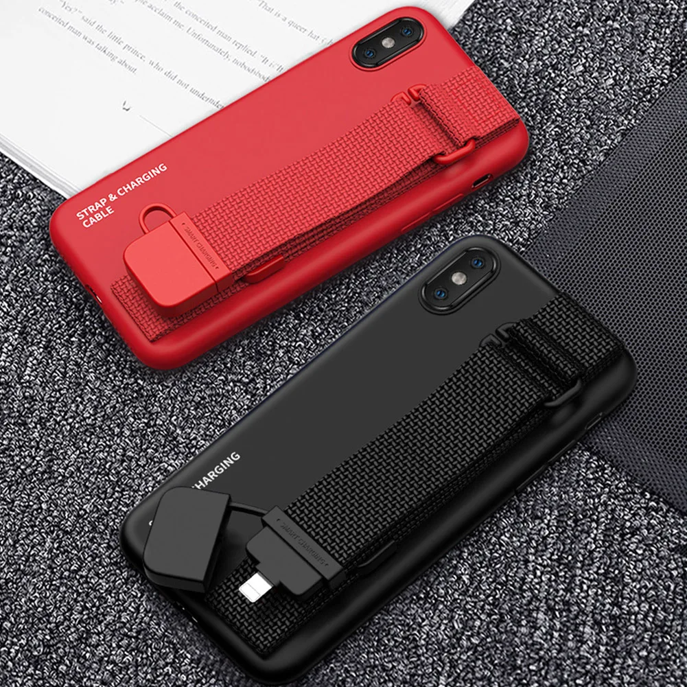 Charging Wrist Strap Holder Case For iPhone 11 Pro XS MAX XR X Invisible USB Charger Kickstand Silicone Capa 7 8 Plus |