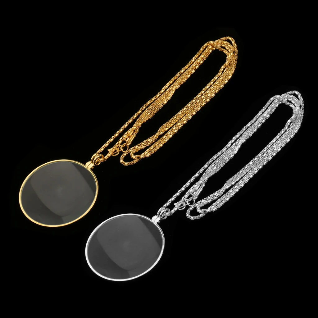 

Magnifying Glass on Necklace Chain Reading Map Magnifier Loupe Pendant 6X