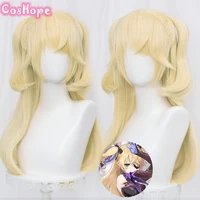 genshin impact fischl cosplay 70cm christmas blond golden wig cosplay anime wigs heat resistant synthetic wigs halloween