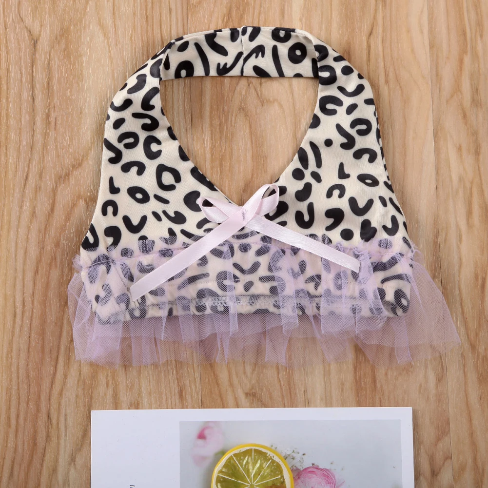 Новинка 2020 3 шт. детские купальники из тюля с леопардовым принтом для маленьких